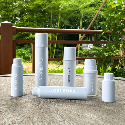 PET سازگار با محیط زیست 15ml 30ml 50ml بطری بی هوا قابل پر کردن مجدد بطری پمپ حیوانات خانگی بطری پمپ بی هوا قابل بازیافت بطری های آرایشی